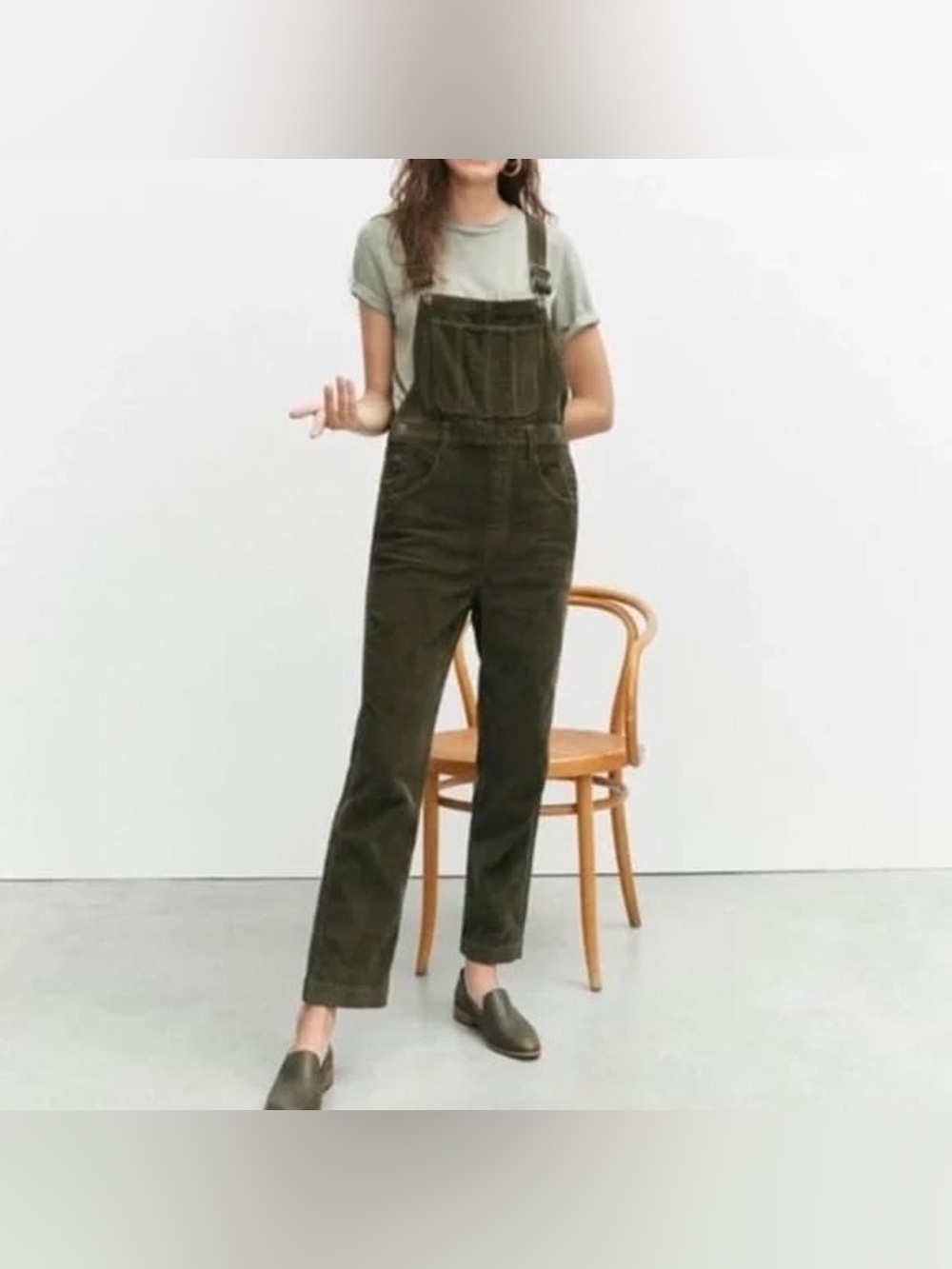 Madewell Corduroy Straight-Leg Overalls / DRIED OLIVE size xxs